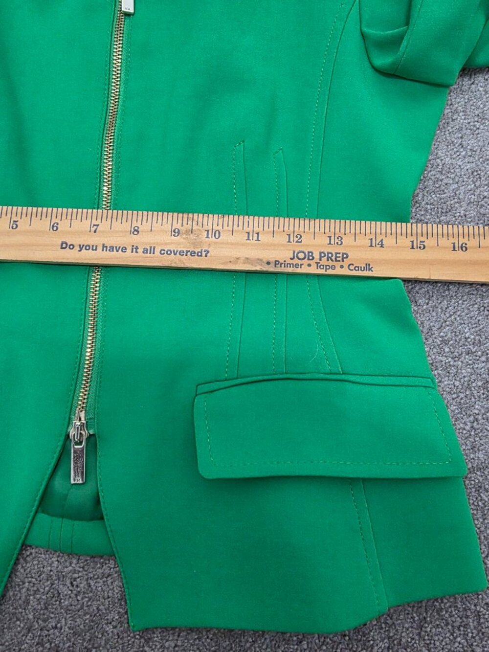 KAREN MILLEN NWT Kelly Green Blazer Size 6 Tailored 2-Way Zip Silver Hardware - Picture 11 of 15